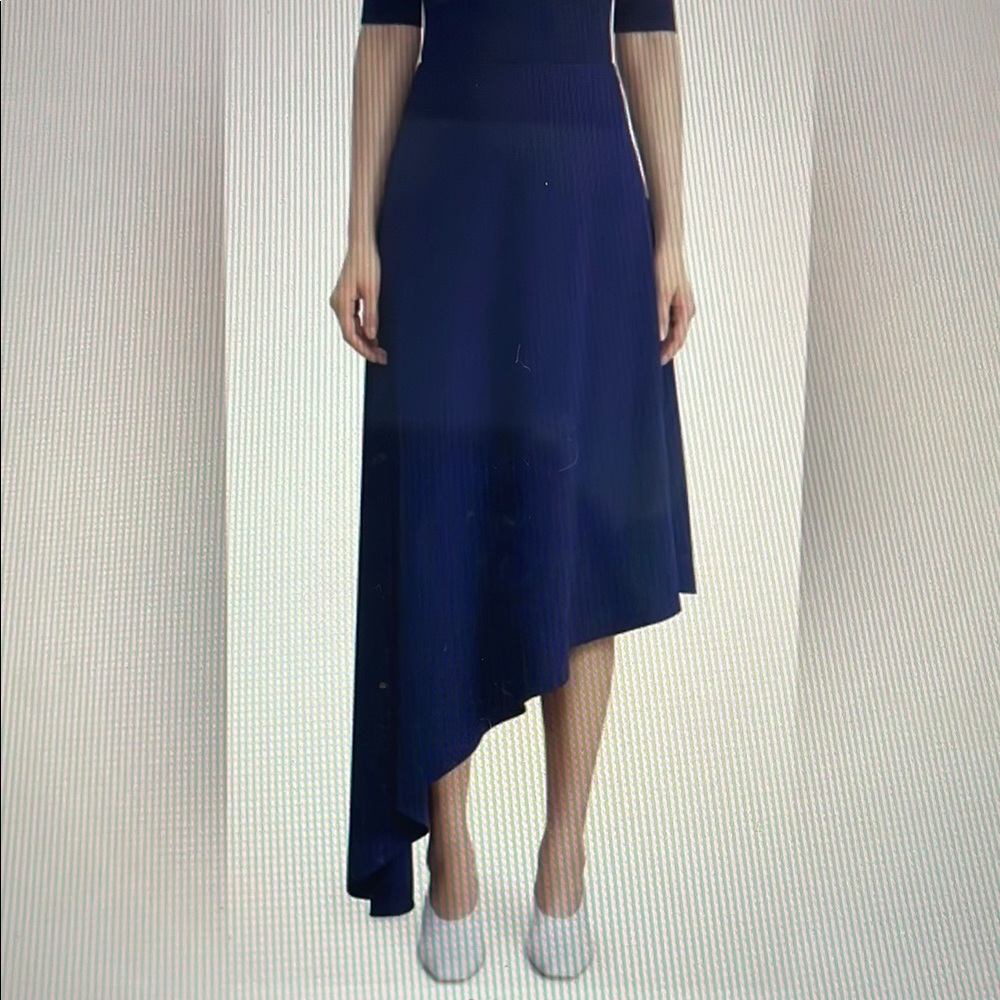 Lafayette 148 New York midi Navy Blue Asymmetrical Skirt NWT